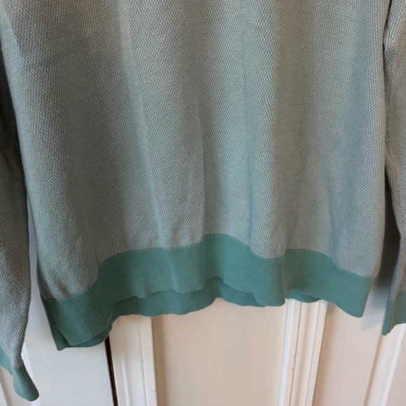 Lands’ End Men’s Green & White V Neck Long Sleeve Sweater 100% Cotton Size XL - Picture 5 of 12